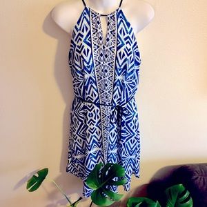 Mossimo Blue and White Cocktail Halter Dress